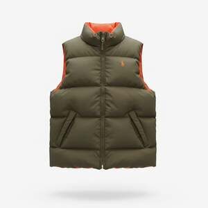 Polo Ralph Lauren Boys Reversible Down Puffer Vest Hunter Green & Orange Size 6